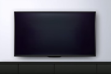 Fototapeta premium Large flat screen television mounted on a minimalistic wall in a modern living room setup