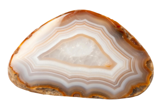 PNG Close-up of agate slice with concentric brown and white bands
