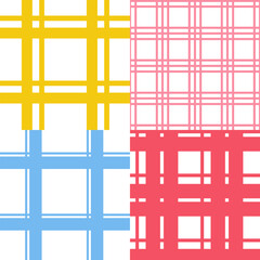Grid vector seamless patterns set.