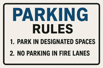 Clear Parking Rules Sign for Public Spaces with Important Guidelines