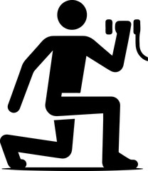 Stick Figure Lifting Dumbbell – Fitness Workout Silhouette Icon