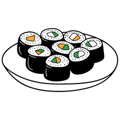Sushi on white background