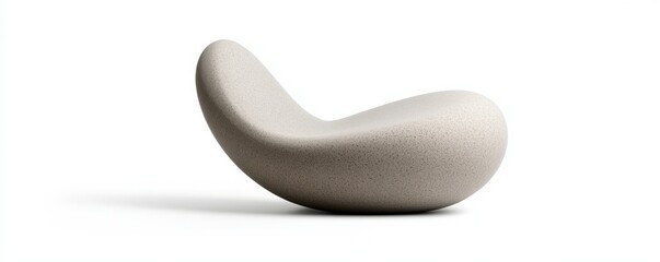 a smooth pebble chair clipart, organic modern furniture, ergonomic shape, matte surface, isolated on white background