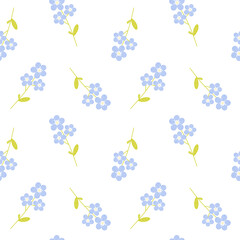 Forget me not seamless pattern. Floral vector seamless pattern with wildflowers. Vintage print. Perfect for clothing, textile, fabric, wallpaper and so on
