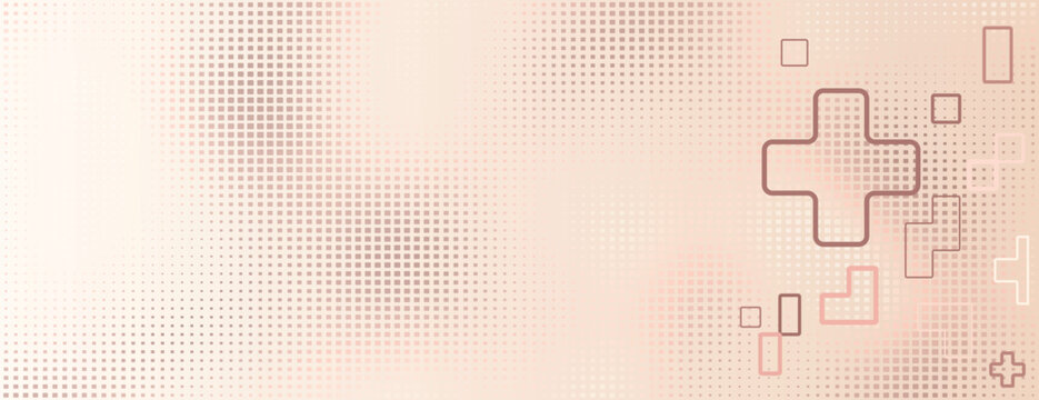 Beige background with a dotted texture, featuring geometric shapes. The beige background adds a soft, modern touch with subtle patterns. Minimal halftone dotted texture vector background