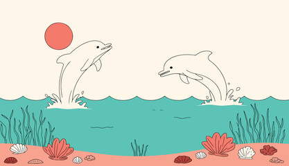 Dolphin Duo at Sunset