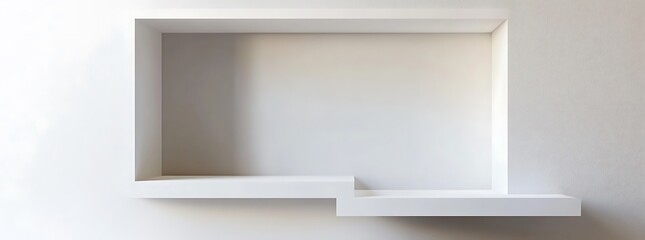 Fototapeta premium Random shifted white cube boxes block background wallpaper banner with copy space