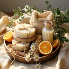 Luxurious Spa Treatment with Natural Handmade Soap and Citrus Fruits