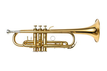PNG Golden brass trumpet musical instrument with valves and mouthpiece