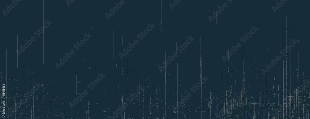 Poster dark blue background with a textured, grunge style. the background features vertical lines, creating