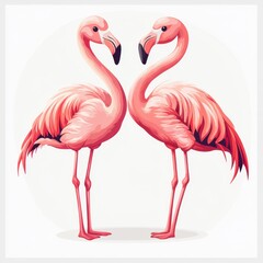Obraz premium vector of a cute Flamingos by the lake, isolated clear white background