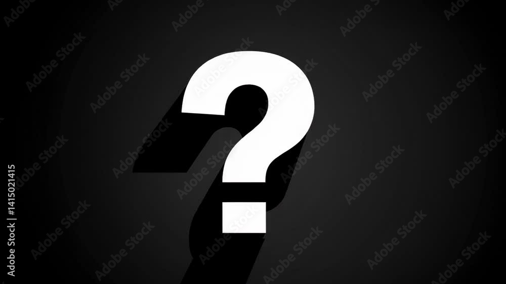 Poster White question mark rotating slightly on a dark gray gradient background creates a simple yet effective visual representation of uncertainty, inquiry, and the search for answers