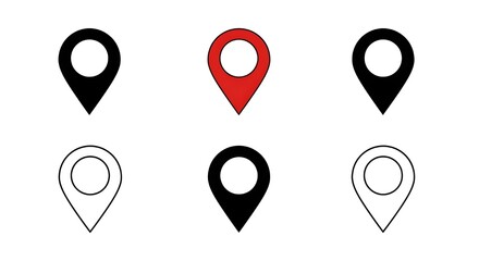 Conjunto de iconos de ubicación de pins en el mapa. Marcadores de mapa modernos. Ilustración vectorial sobre fondo blanco.