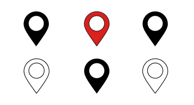 Conjunto de iconos de ubicaci&oacute;n de pins en el mapa. Marcadores de mapa modernos. Ilustraci&oacute;n vectorial sobre fondo blanco.