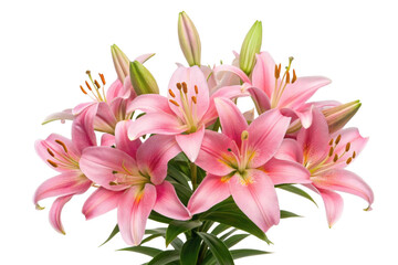 Fototapeta premium PNG Vibrant pink lilies blooming with grace and elegance