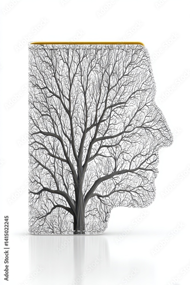 Poster Silhouette of a Face Merging with a Tree Design in Artistic Double Exposure Concept for Nature and Growth Themes