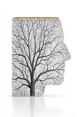 Silhouette of a Face Merging with a Tree Design in Artistic Double Exposure Concept for Nature and Growth Themes