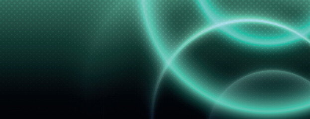 Futuristic background with glowing green circles on a dark green background. The background features a smooth, digital texture. Abstract circular gradient background, halftone dotted texture vector