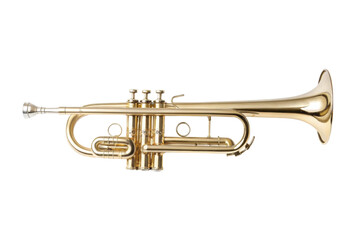 Obraz premium PNG Brass trumpet side view with valves and mouthpiece details