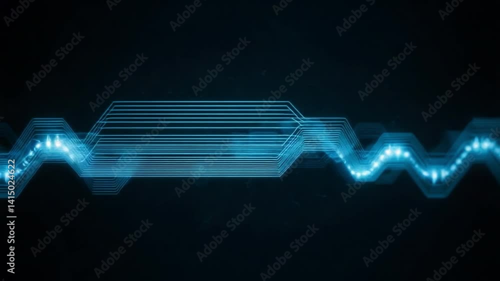 Poster digital waveform in cyber space: abstract, minimalist style representation of digital waveform pulse