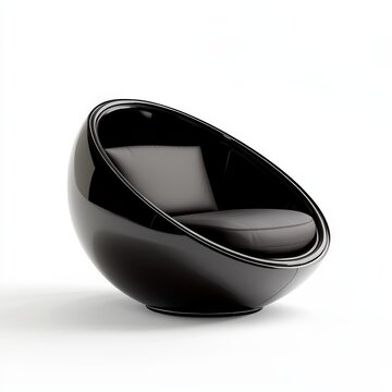 a half-sphere armchair clipart, futuristic comfort seating, padded inner surface, sleek finish, isolated on white background
