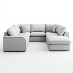 Naklejka premium a sectional sofa clipart, contemporary living room set, curved modular elements, muted palette, isolated on white background