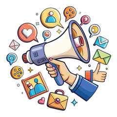 Colorful illustration of social media promotion