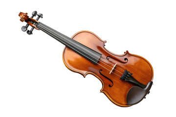 Fototapeta premium PNG Classic wooden violin with curved body and tuning pegs
