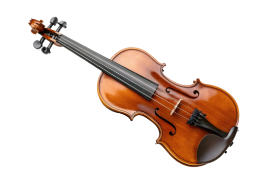 PNG Classic wooden violin with curved body and tuning pegs