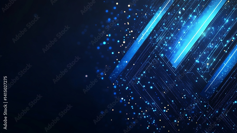 Poster futuristic digital abstract background, abstract digital background with glowing blue particles and 