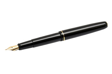PNG Elegant black fountain pen with gold nib for writing enthusiasts