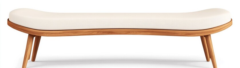 a curved dining bench clipart, elegant space-saving furniture, minimalist aesthetic, neutral tones, isolated on white background