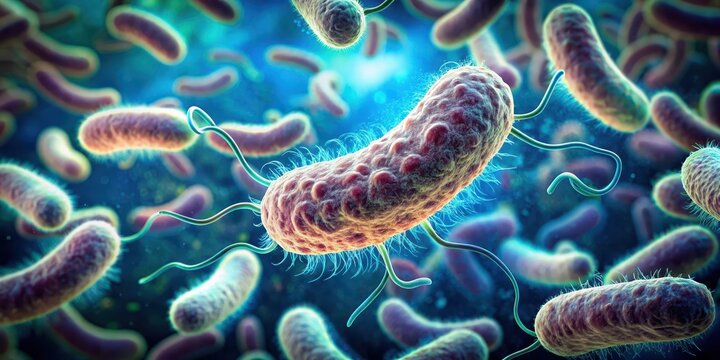 Bacteria E Coli under Microscope showing Spiral Shape