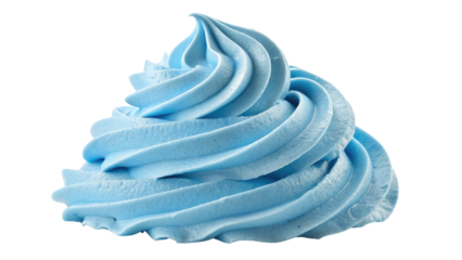 blue colored whip cream isolated on white or transparent background