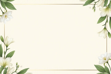 floral border with white flowers on a beige background