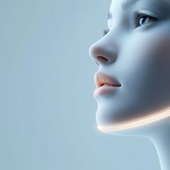 Nano beauty halo effect, healthy global faces, glowing design, 3D illustration