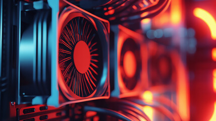 Fototapeta premium Technology innovation in data centers high-performance gpu cooling solutions industrial setting digital art close-up viewpoint