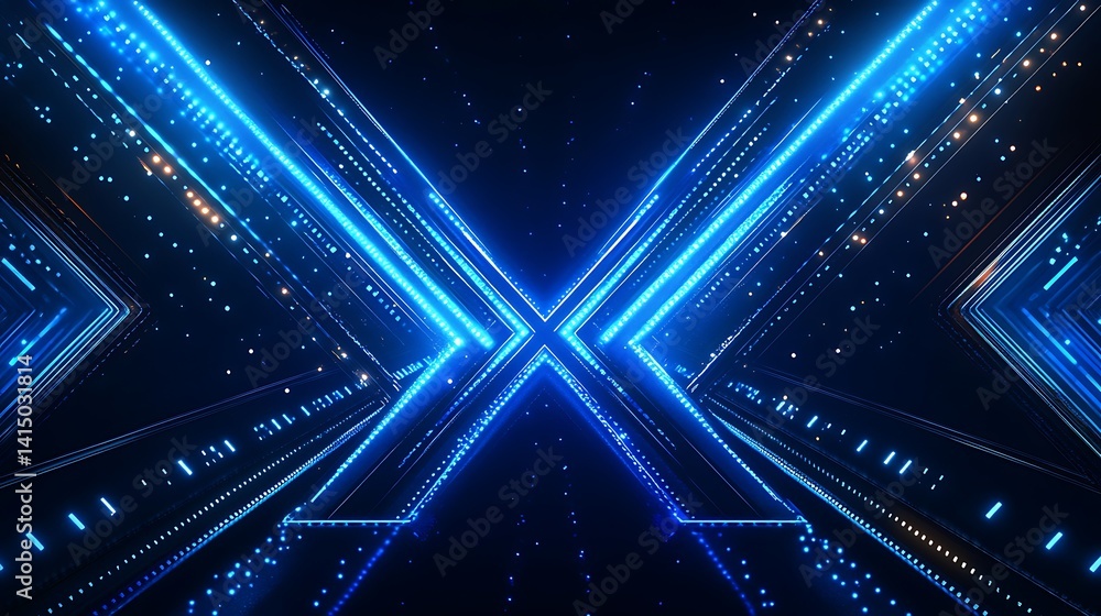 Poster futuristic digital abstract background, abstract digital background with glowing blue particles and 
