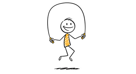 Happy Person Jumping Rope Fun Fitness Illustration