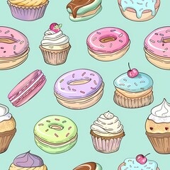 seamless background with cupcakes