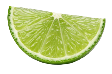 PNG Close-up of fresh lime slice with vibrant green rind and juicy segments