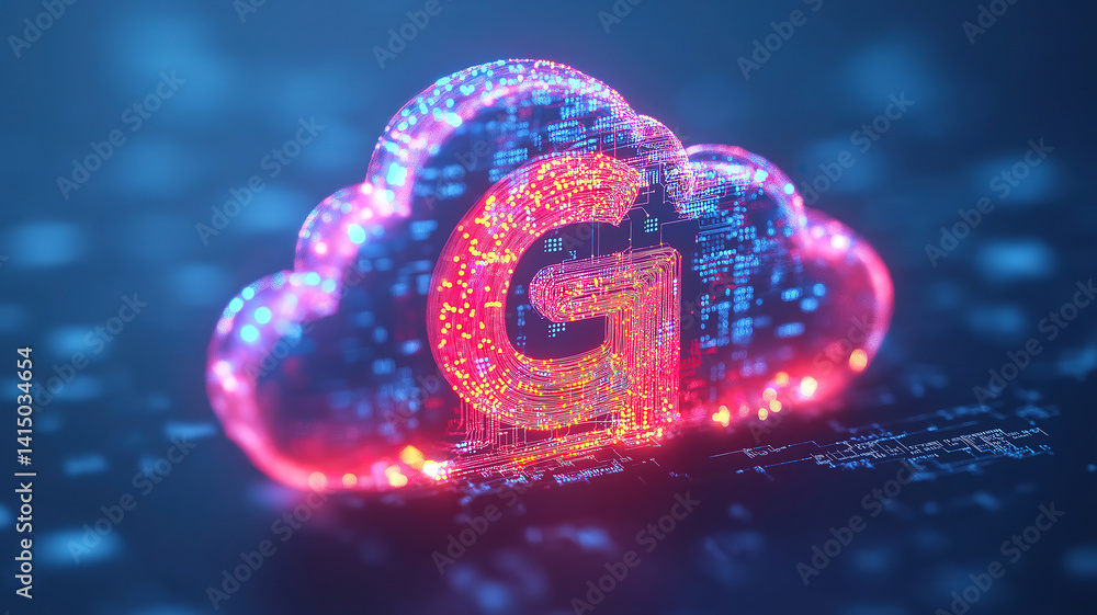 Poster 5g wireless network and high-speed internet connecting cloud computing, data storage, and smart citi