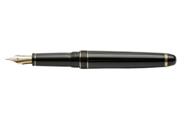 PNG Elegant fountain pen with gold nib and black barrel design