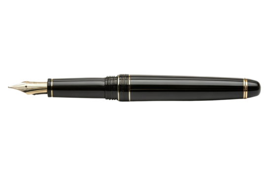 PNG Elegant fountain pen with gold nib and black barrel design