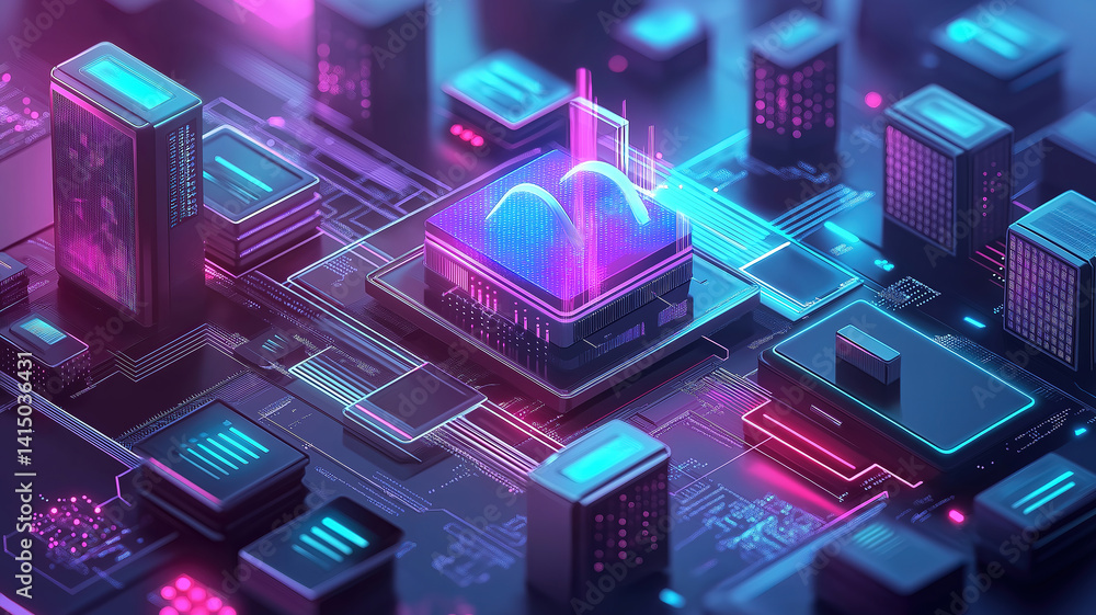 Poster cloud computing technology and online data storage connecting business networks through futuristic g
