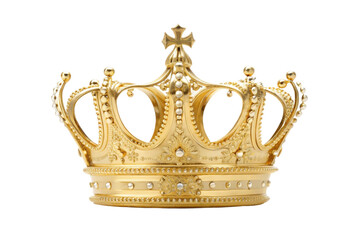 PNG Ornate gold crown with pearls and jewels for royalty and luxury themes