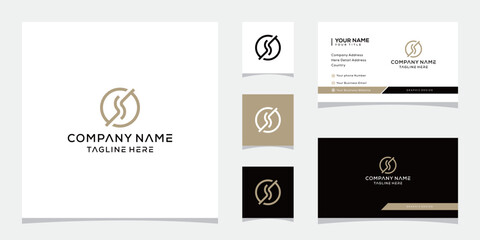 Fototapeta premium initial letter S circle line logo design, business card template vector