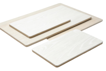 PNG Set of wooden cutting boards in various sizes for kitchen use