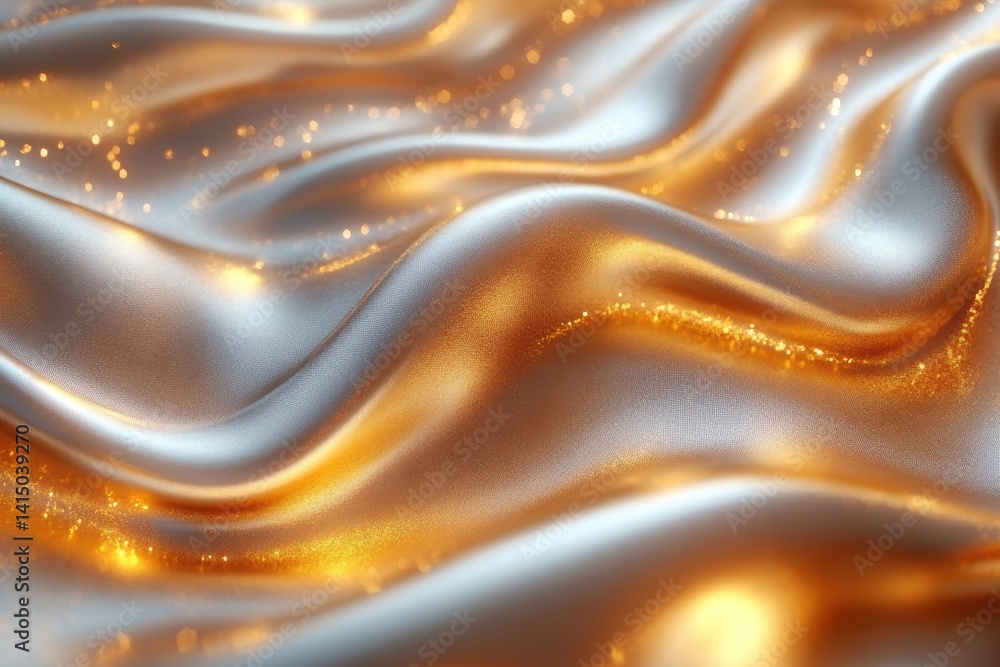 Poster elegant shimmering fabric with smooth waves and warm golden tones creating a luxurious atmosphere in
