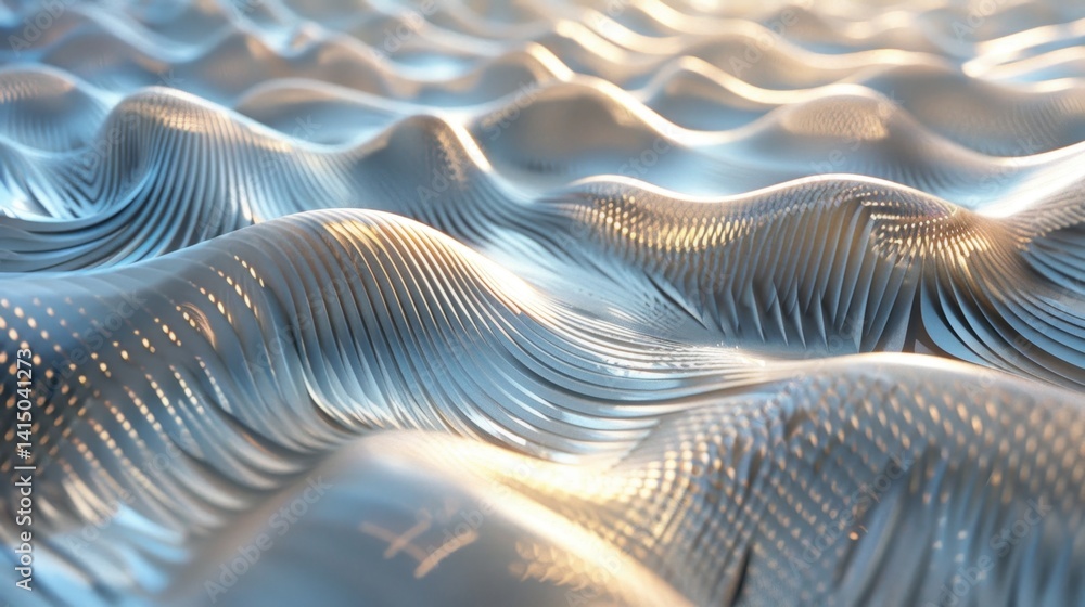Aufkleber d wavy iridescent shape creates a mesmerizing abstract pattern, with soft reflections and fluid desi